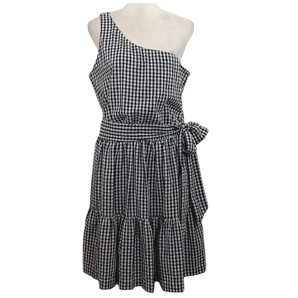 Vineyard Vines Gingham Seersucker One Shoulder Dress Size 10